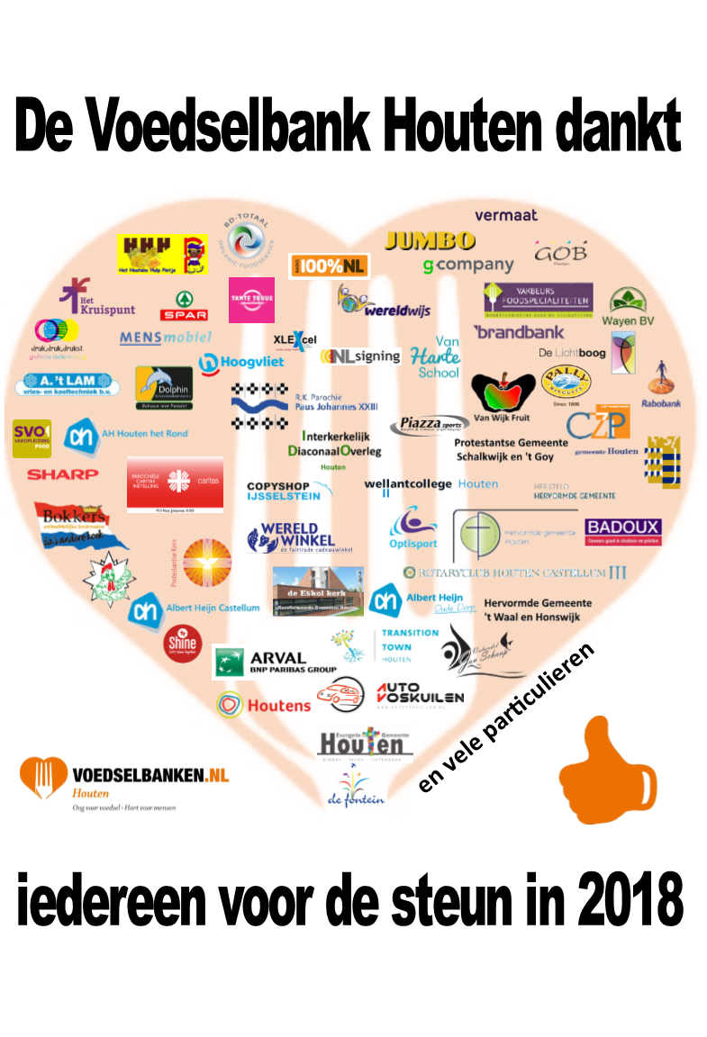 Voedselbank dankt iedereen voor de steun in 2018 Voedselbank Houten