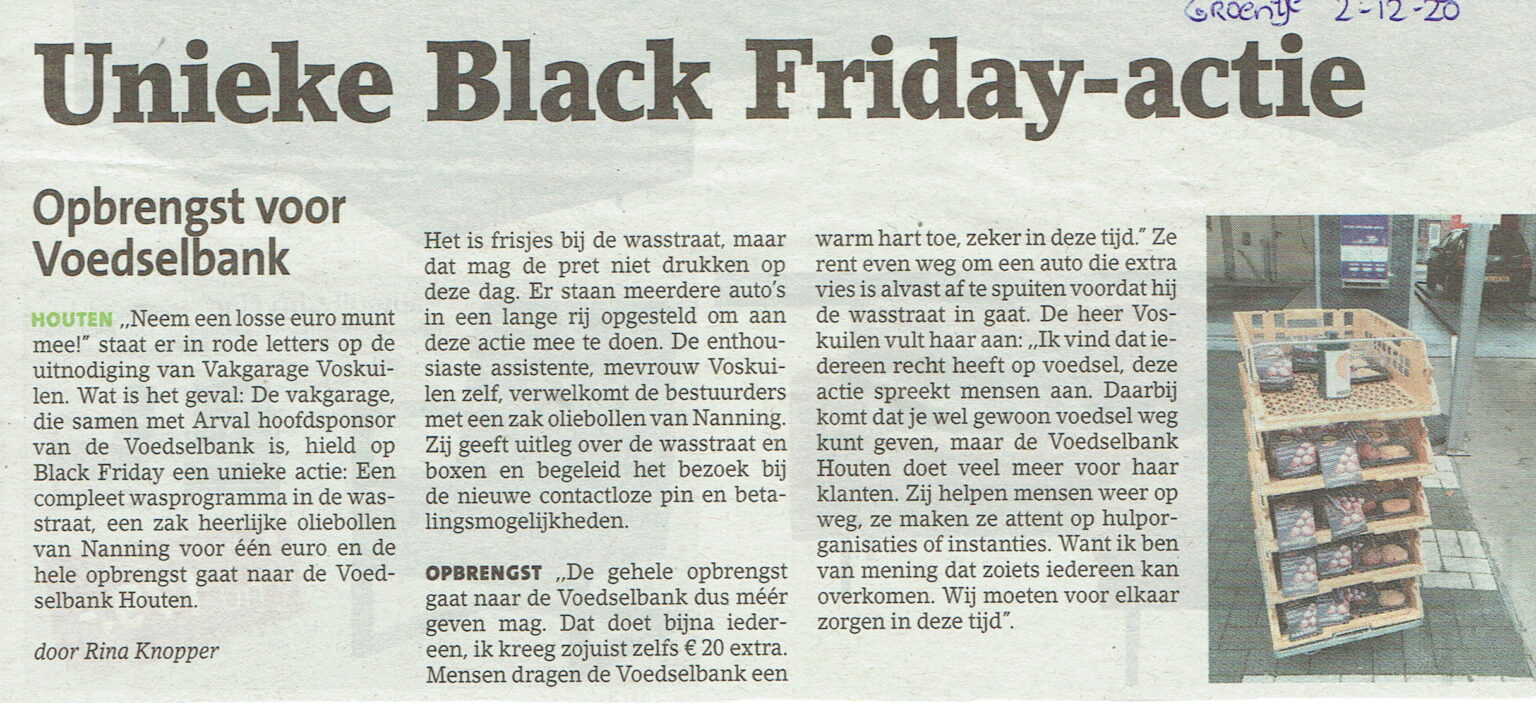 Black Friday actie van Auto Voskuilen voor de Voedselbank Houten